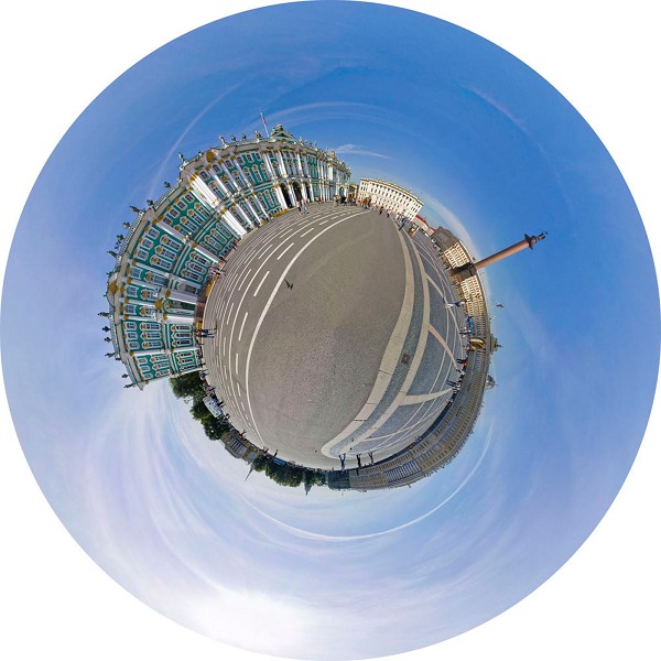 Сферическая Панорама Дворцовой площади полярной проекции