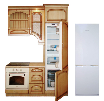 Приклад вбудованого і окремостоячого холодильника
